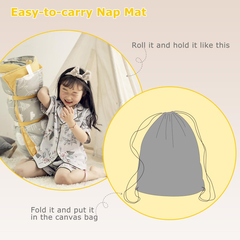 Hi Sprout Minky Dot Toddlers Nap Mat with Removable Pillow and Soft Blanket, Lightweight Daycare Preschool Kindergarten Sleeping Bag, Travel Slumber for Kids Girls Boys (Stars) - Image 5